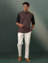 Vastramay Men's Black Floral Printed Cotton Nehru Jacket